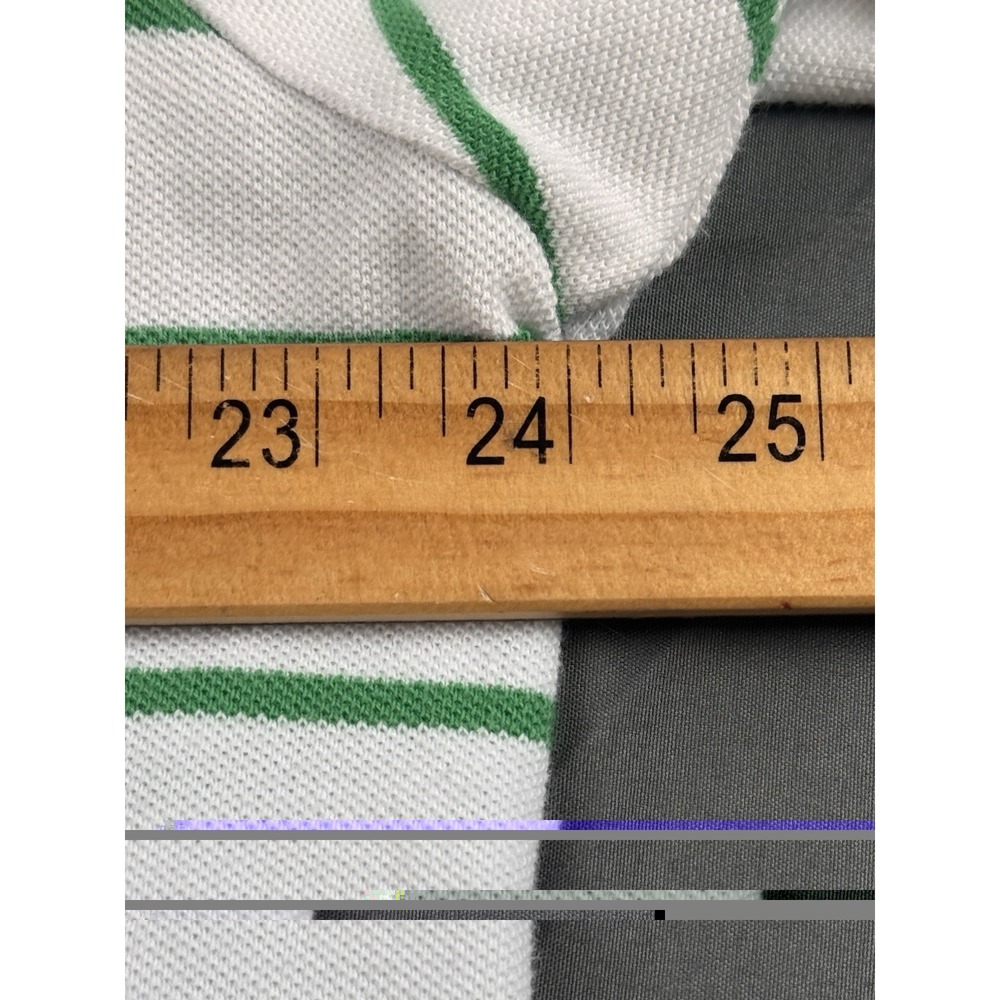 Polo Ralph Lauren Men's Green White Striped Polo Shirt XL Short Sleeve Pink Pony - Picture 9 of 13
